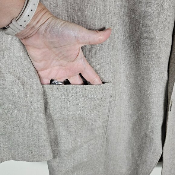 VTG J.Crew Oarsman Linen Blazer 42L Beige Neutral Classic Resort Summer Coastal - Picture 4 of 13